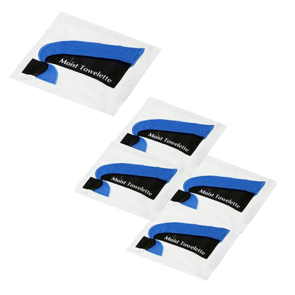 Moist Wet Wipe Towelette Individually Wrapped 4.5 x 6.25 inch, Lemon Scent, Single Use, Alcohol Free