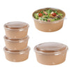 EcoQuality Kraft Paper Bowl with Clear Lid Disposable 16oz 150mm