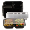 3 Compartment Disposable Container with Lids, Restaurant Take Out Bento Boxes, Meal Prep BPA Free