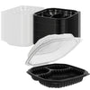 EcoQuality 3 compartment bagasse clamshell takeout box 10.5x9.5x3 inches