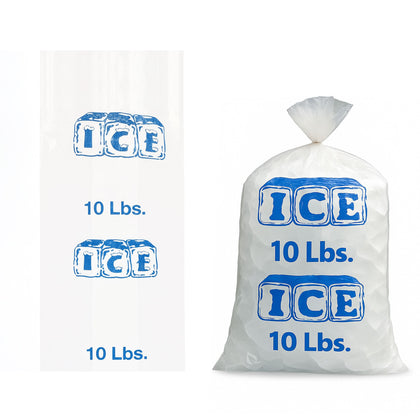 Clear Poly Ice Bags 10LB - Durable and Heavy Duty Ice Bags Commercial Grade