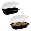 26oz 9x6x3 Clamshell Plastic Food Container Black Base Clear Lid