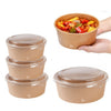 EcoQuality Kraft Paper Bowl with Clear Lid Disposable 32oz 150mm