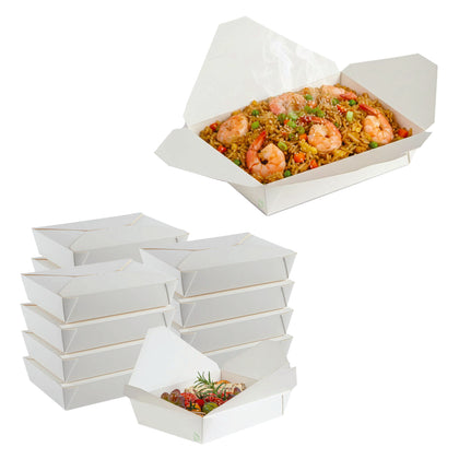 #2 White Paper Take Out Food Containers with Closeable Lid
