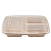 Compostable 36oz 3 Compartment Food Storage Container with Lids Sugarcane