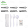 Disposable Plastic Wrapped White Heavy Duty Cutlery Kit 4 in 1 - Fork/Spoon/Knife/Napkin