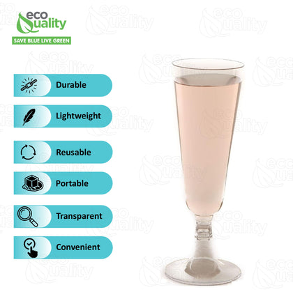 Elegant 5oz Champagne Flute Stemware - Disposable Glassware for Special Occasions
