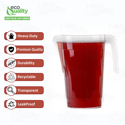 Crystal Clear Plastic Beverage Pitcher - Break Resistant Beverage Carafe