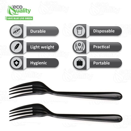 Disposable Plastic Heavy Weight Forks Unwrapped