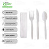 Disposable Plastic Wrapped White Heavy Duty Cutlery Kit 4 in 1 - Fork/Spoon/Knife/Napkin