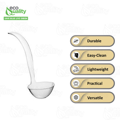 Plastic Clear Soup Ladle - Punch Ladle - Great for Soups, Fruit Punch, Ice Tea, Salad Dressings - Heavy Duty Premium - 5 Ounce Serving Ladle