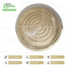 Round 12 inch sugarcane catering tray with clear dome lid for food display