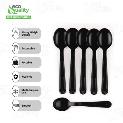 Disposable Plastic Heavy Weight Spoons Unwrapped