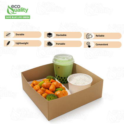 Kraft Paperboard 4 Corner Pop Up Food Tray