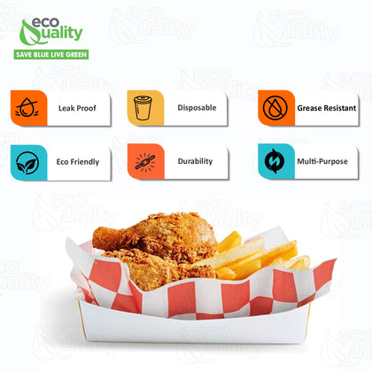 Red checkerboard food basket liner sheets grease resistant 12x12