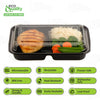 3 Compartment Disposable Container with Lids, Restaurant Take Out Bento Boxes, Meal Prep BPA Free