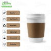 Disposable Kraft Hot Cup Sleeves Paper Cup Jackets - Corrugated Coffee Cup Sleeves - Recyclable, Compostable - Fits most 10oz, 12oz, 16oz, 20oz