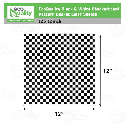 Checkerboard Food Basket Liner Sheets Grease Resistant 12x12 Inches