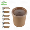 Disposable Kraft Paper Soup Containers with Plastic Lids - Kraft Paper Ice Cream Containers / Yogurt Cups with Plastic Lids (8oz, 12oz, 16oz)