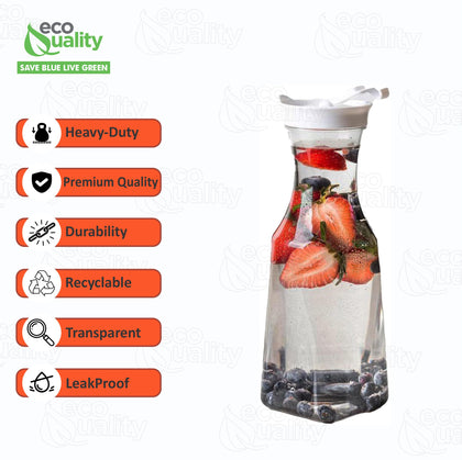 54oz Square Clear Plastic Pitcher with White Lid