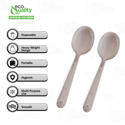 Disposable Plastic Heavy Weight Spoons Unwrapped