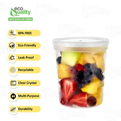 32oz Deli Container with Lid - Durable Disposable Food Storage