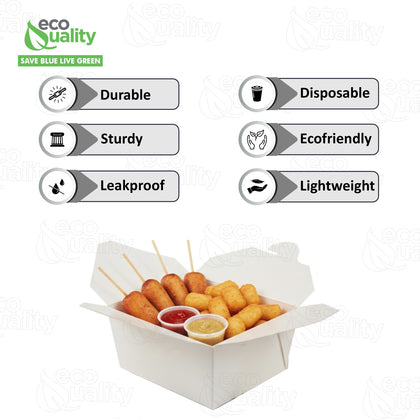 #1 White Paper Take Out Food Containers with Closeable Lid