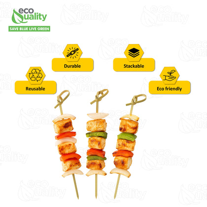 Bamboo Wood Knot Cocktail Skewer Picks - 3.5 Inches Great for Appetizers, Parties, Samplers, Hors' D'oeuvre, Snacks, Cheese, Biodegradable