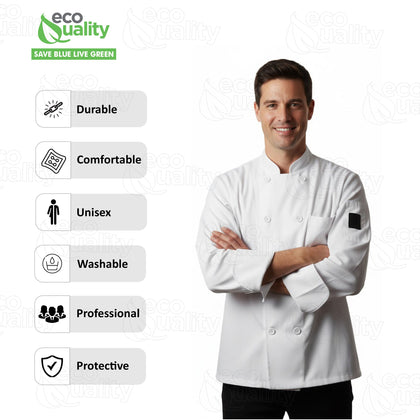 Unisex Chef Jacket Long Sleeves, Chef Coat - Restaurant Kitchen Chef Uniform Button Design