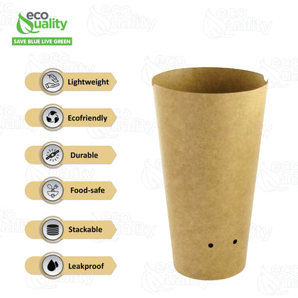 EcoQuality 16oz Closeable Paper French Fry Container with Ventilation Holes