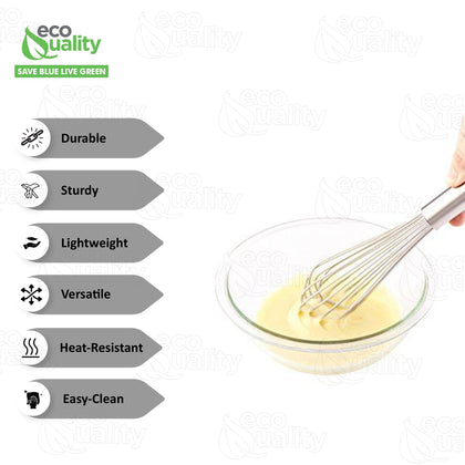 Stainless Steel Wire Whisk Set - Heat Resistant Egg Beater Mixing Balloon - Perfect for Baking, Cooking, Kitchen Utensils, Whisking, Beating (10 Inch)