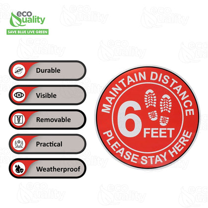 Maintain 6 Feet Distance Sign - Removable, Weather Proof, Office Stickers, Safety Office Stickers, Vehicle Stickers, Decal for Car, School, Business 6 Feet Distance Sign