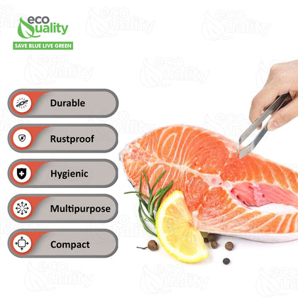 Stainless Steel Fish Bone Tweezers - Fishbone Picker, Clean Tongs, Durable, Dishwasher Safe - Great for Filleting Fish and Seafood