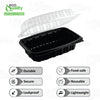 26oz 9x6x3 Clamshell Plastic Food Container Black Base Clear Lid