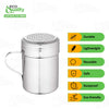 Stainless Steel Versatile Dredge Shaker Set with Handles 10 Ounce - Salt, Pepper, Sugar, Condiments, Oregano, Spices Shaker for Restaurants, Baking, Cooking by EcoQuality (10oz)