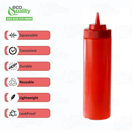Squeeze Bottle Wide-Mouth Red 24oz – Durable