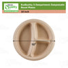 Compostable Natural 3 Compartment Sugarcane Round Plates 100% Biodegradable