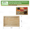 Rectangular bamboo look sushi container with clear plastic lid for takeout