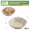 Hexagon 47oz disposable bowl made from sugarcane fiber compostable catering use