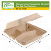 3 Compartment Compostable Hinged Clamshell Take Out Containers