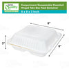 3 Compartment Compostable Hinged Clamshell Take Out Containers