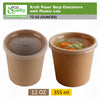 Disposable Kraft Paper Soup Containers with Plastic Lids - Kraft Paper Ice Cream Containers / Yogurt Cups with Plastic Lids (8oz, 12oz, 16oz)