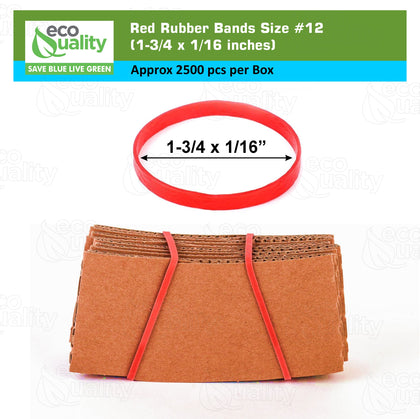 #12 Red Rubber Bands 2500pc Per Box (1-3/4