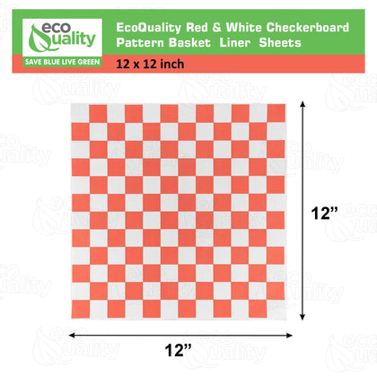 Red checkerboard food basket liner sheets grease resistant 12x12