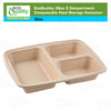 Compostable 36oz 3 Compartment Food Storage Container with Lids Sugarcane