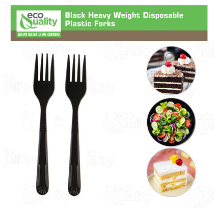 Disposable Plastic Heavy Weight Forks Unwrapped