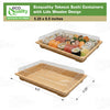 Rectangular bamboo look sushi container with clear plastic lid for takeout