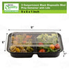 3 Compartment Disposable Container with Lids, Restaurant Take Out Bento Boxes, Meal Prep BPA Free
