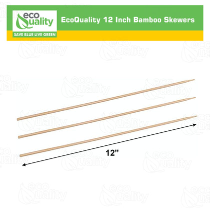 12 Inch Bamboo Skewers - Biodegradable, Sturdy, Eco-Friendly, Reusable, Great for BBQ, Grilling and more!