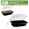 26oz 9x6x3 Clamshell Plastic Food Container Black Base Clear Lid
